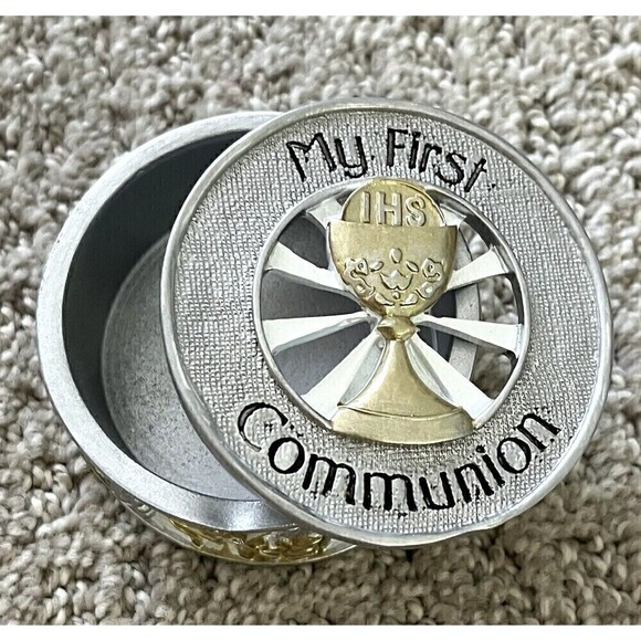 My First Communion Silver Gold Keepsake Box Collection Joseph's Studio by Roman - Picture 1 of 9